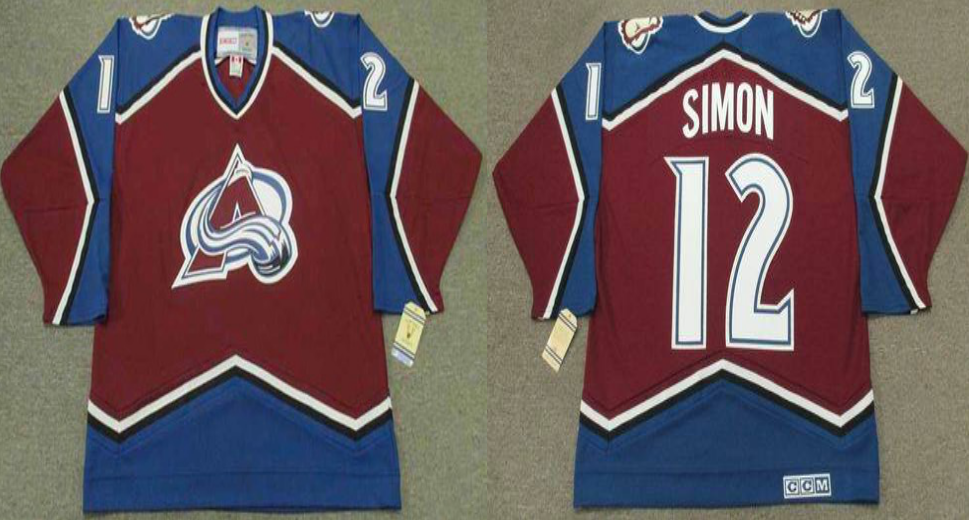 2019 Men Colorado Avalanche 12 Simon red CCM NHL jerseys